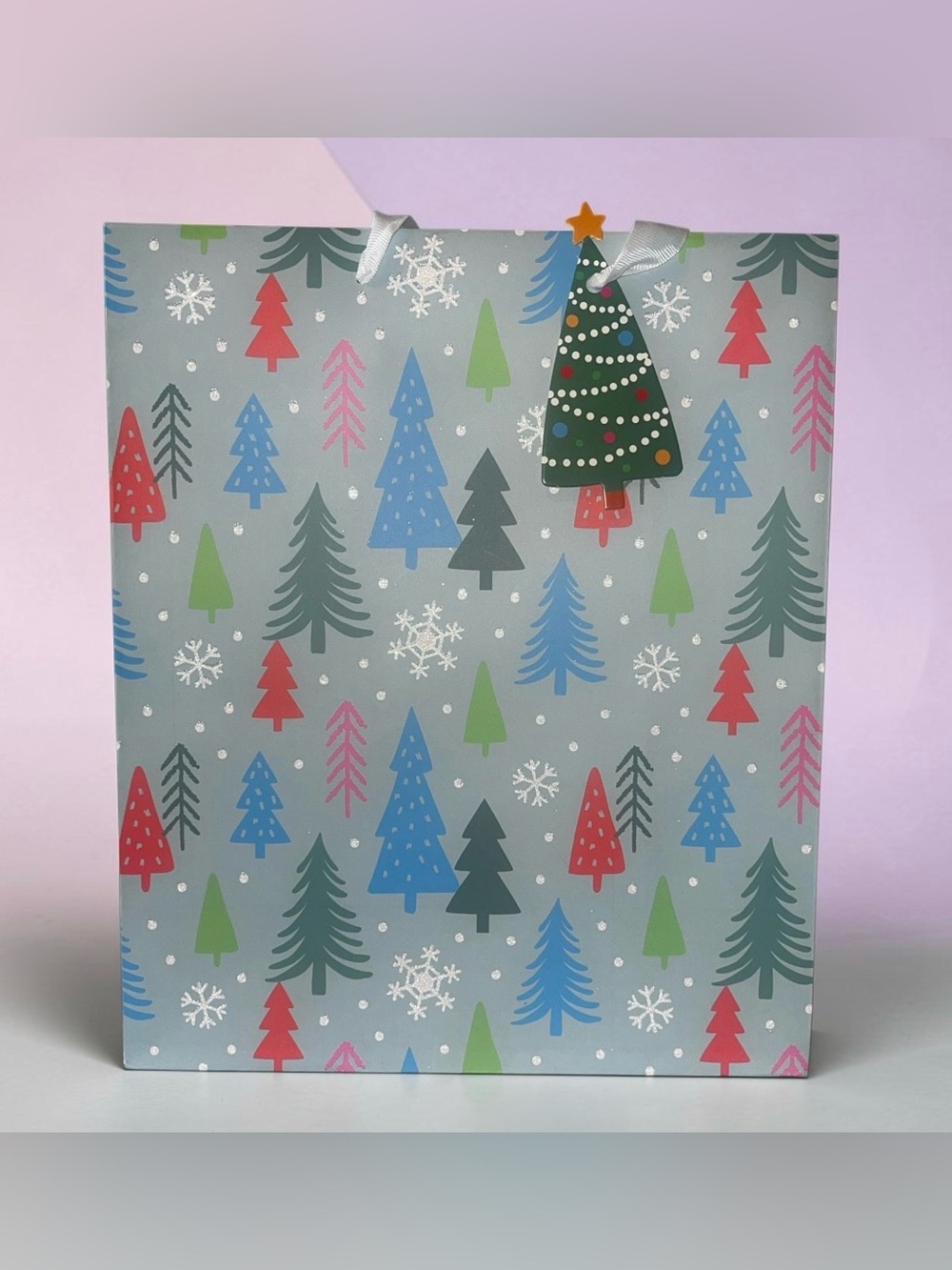 Holiday Gift Bags with Santa & Tree - Blue and Green 3 Pc Set - Picture 10 of 16